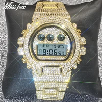 multi function missfox men watches iced out g style shock digital mens watch top luxury brand 18k led gold hip hop jewelry clock