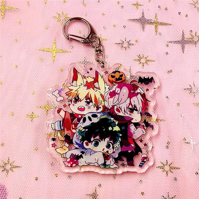 

2020 Hot Anime My Hero Academy Keychains Shoto/Lzuku Double Sided Acrylic Pendant Accessories Key Rings Gift