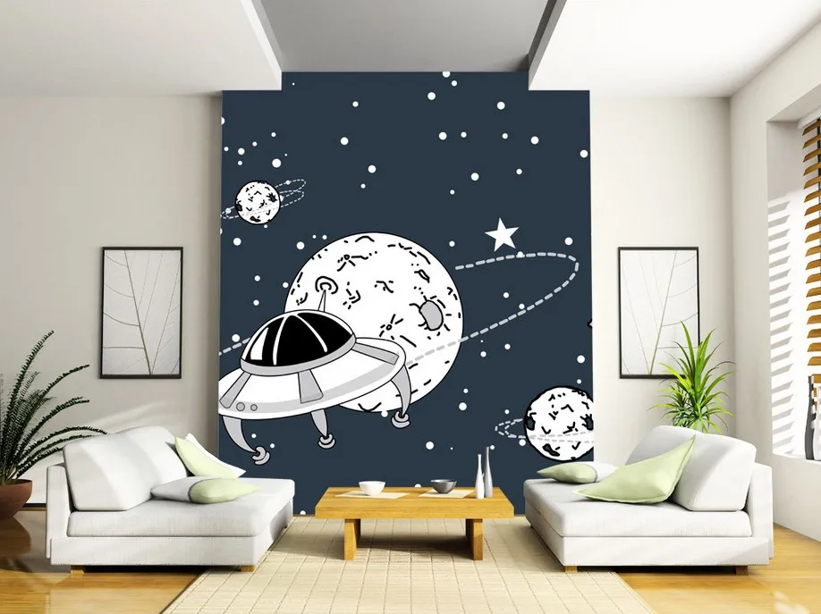 Мультяшный космический корабль для гостиной ТВ фоновые обои 3D Звездное Небо