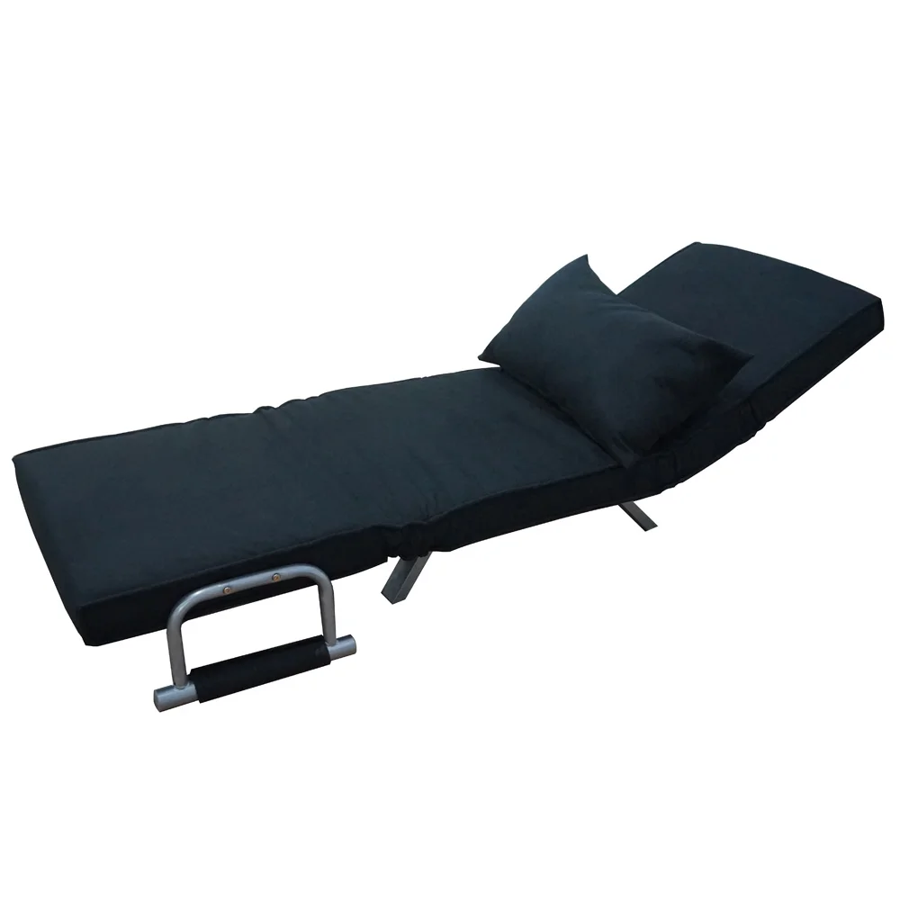 

Foldable Dual Purpose Single Sofa Bed with Dust Cover & Pillow Black High Quality Sponge Iron Feet Steel Frame[US-Stock]
