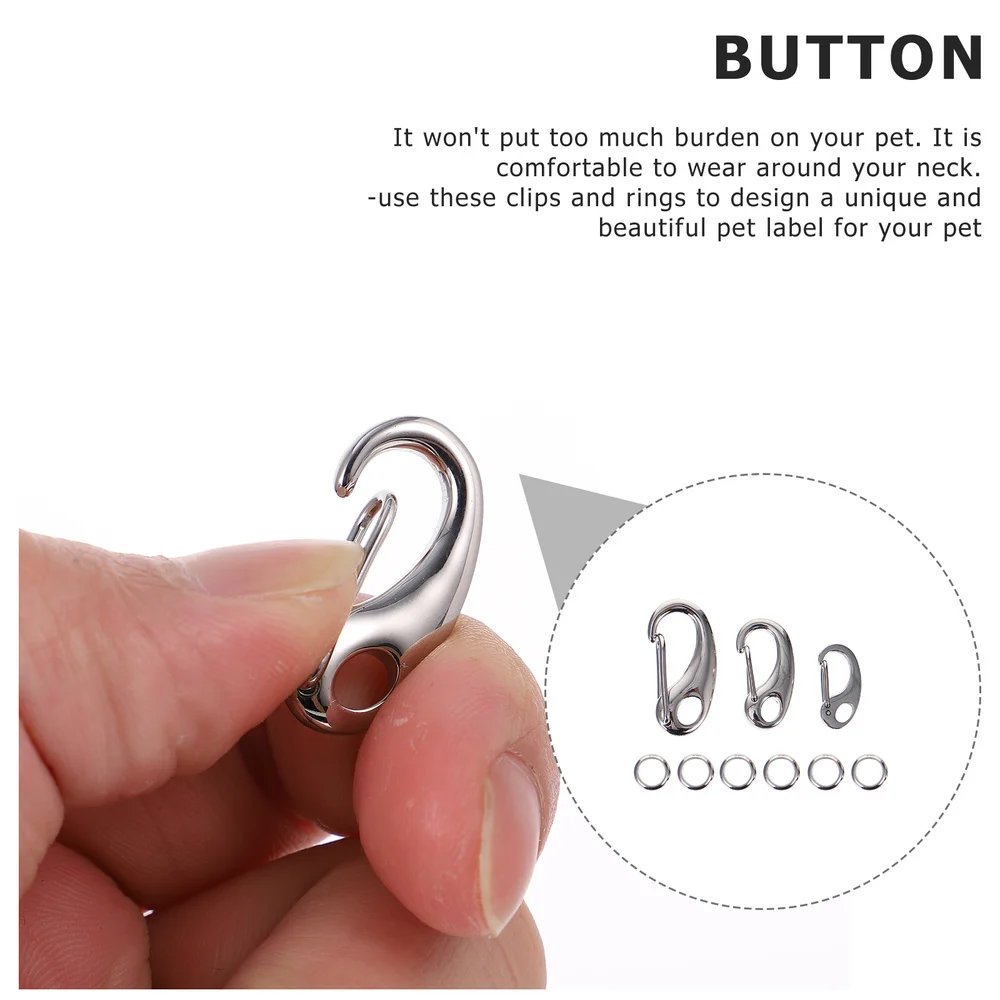 

3Pcs Dog Tag Clips Pet ID Tag Clips with 6Pcs Rings for Pet Collar and Harness