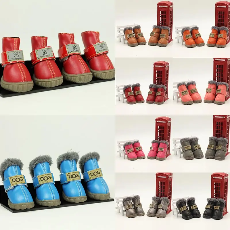 

Pet dog shoes winter super warm 4 pieces / set of dog boots cotton non-slip XS XXL shoes for small pet supplies Chiva waterproof