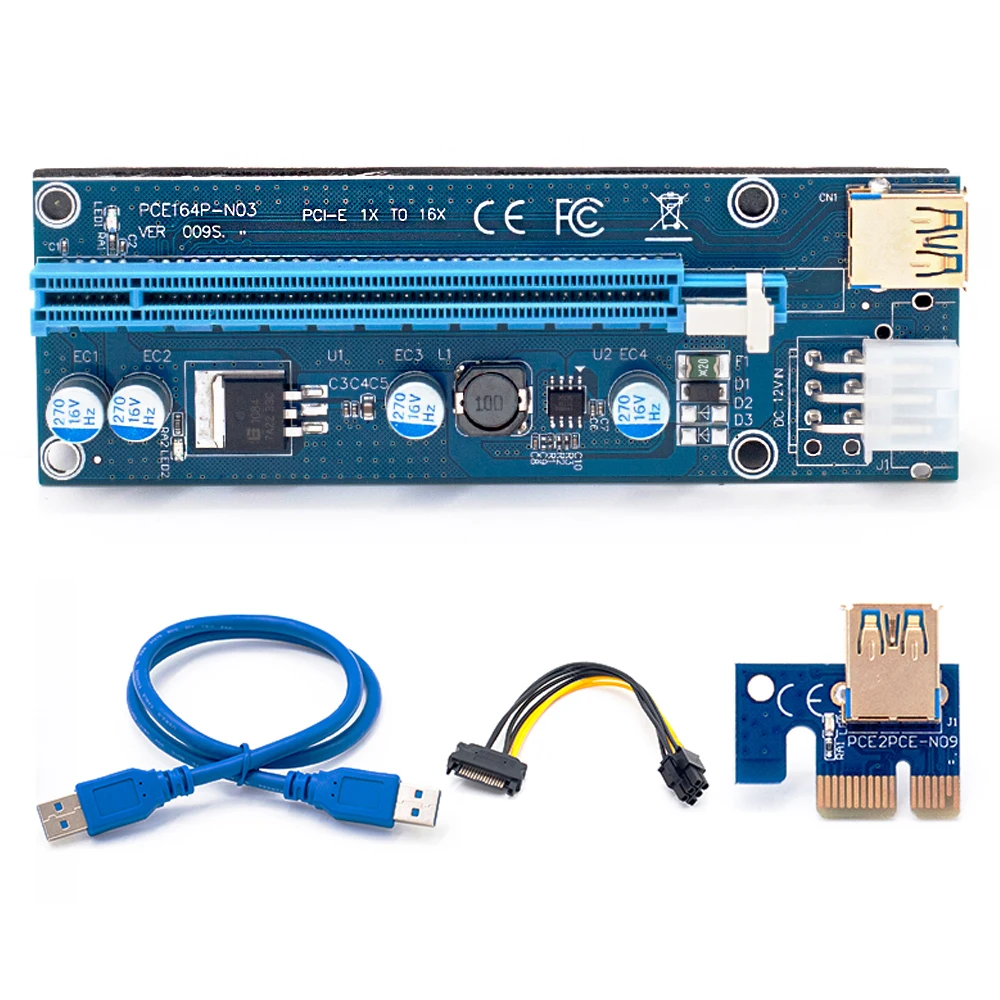RGEEK USB 3.0 PCIE Riser 006 009S PCI Express X1 to X16 SATA 4Pin 6Pin Molex Power Spilitter Cable PCI-E for Video Card | Компьютеры и