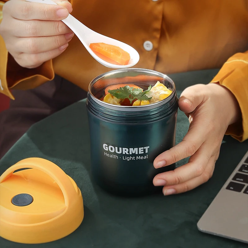 

500ml Soup Cup Lunch Bento Box Stainless Steel Thermos Leakproof Food Container Thermal Cup Vacuum Flasks Straw Can Be Inserted