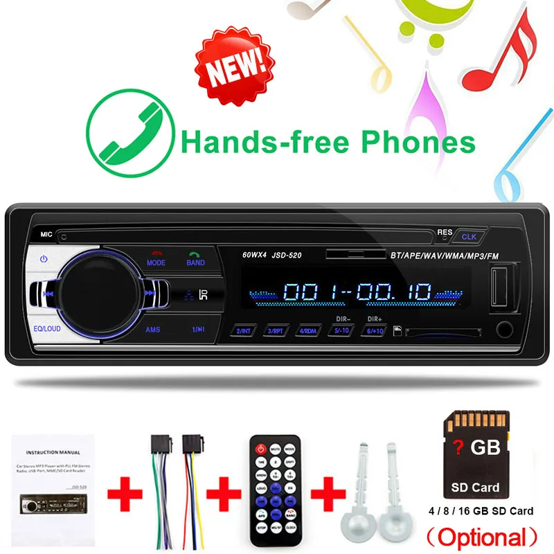 Авторадио 1din Bluetooth стерео автомобильное радио Estereo Poste ParaSD USB 12V In dash 1 Din MP3