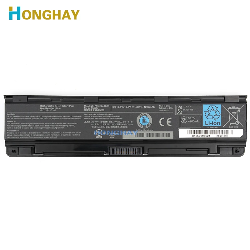 Оригинальный аккумулятор HONGHAY PA5024U для Toshiba Satellite C800 C850 C870 L800 L830 L855 L870|battery for