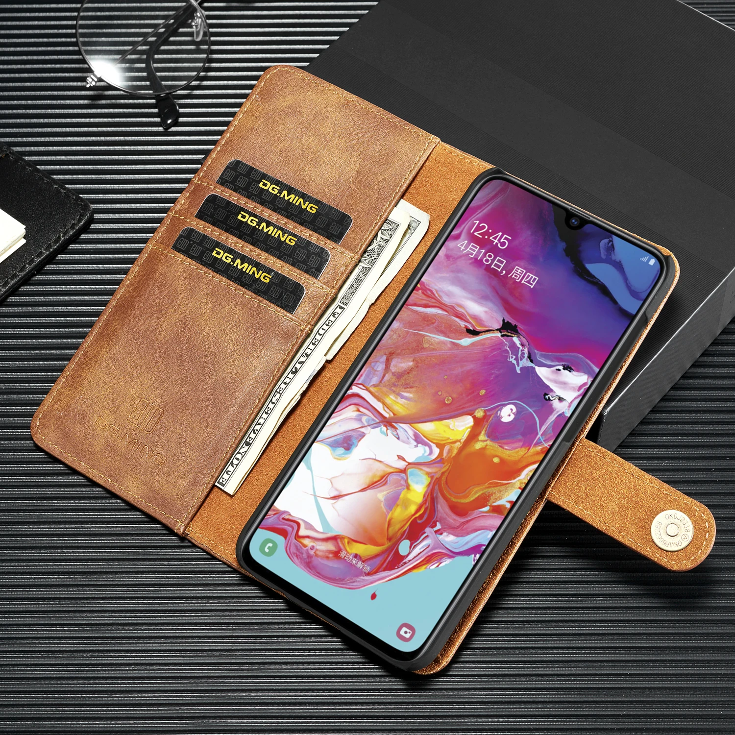 Откидной Чехол для samsung Galaxy A70 A50 A40 A30 A20 A10 Магнитный класса люкс из искусственной