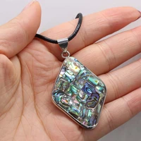 natural shell necklace with rhombus abalone pendant leather cord 2mm charms for elegant women love romantic gift