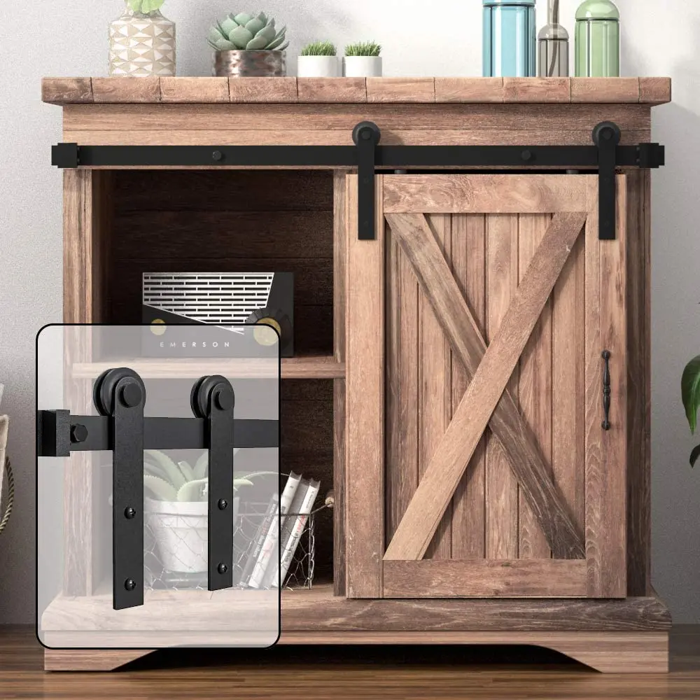 

Haccer Sliding Door Hardware Drawer Slides Kit for Double Door TV Stands Wardrobe Cabinets Furniture Slide