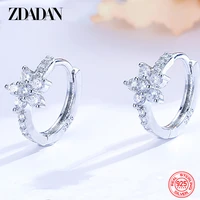 zdadan 925 sterling silver flower cz hoop earring for women fashion jewelry accessories