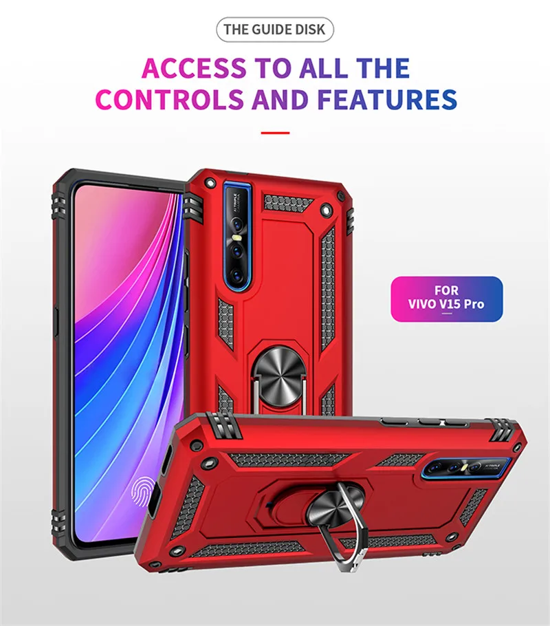 For Vivo V15 Pro Phone Cases Cover Case Silicone Armor Metal Holder Ring | Мобильные телефоны и аксессуары