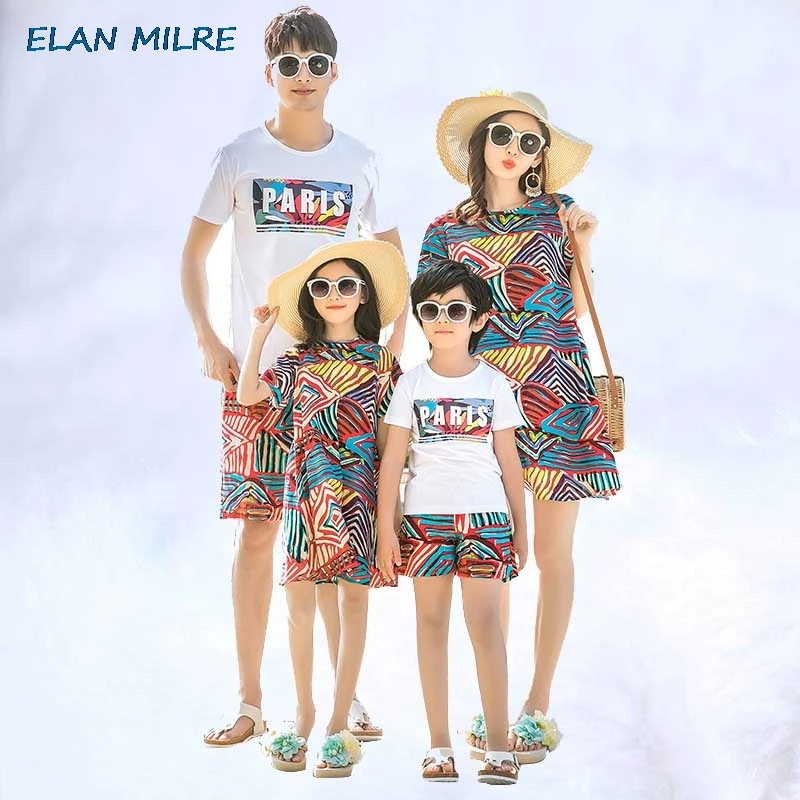 2019 Одинаковая одежда для семьи Мама и я пары платье в богемном стиле маленьких