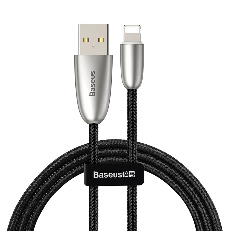 Светодиодный светильник Baseus, usb-кабель для зарядки iPhone xs max xr 8 7 6s plus 11 ipad pro, кабель для быстрой зарядки apple, светильник ning, 2 м - Тип штекера: LED Black