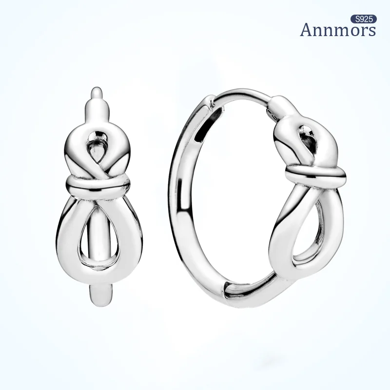 

Bow Hoop Earring Silver Sterling 925 Original Jewelry Circle Earring Sliver Women Wedding Party Engagement Ear Piercing Jewelry