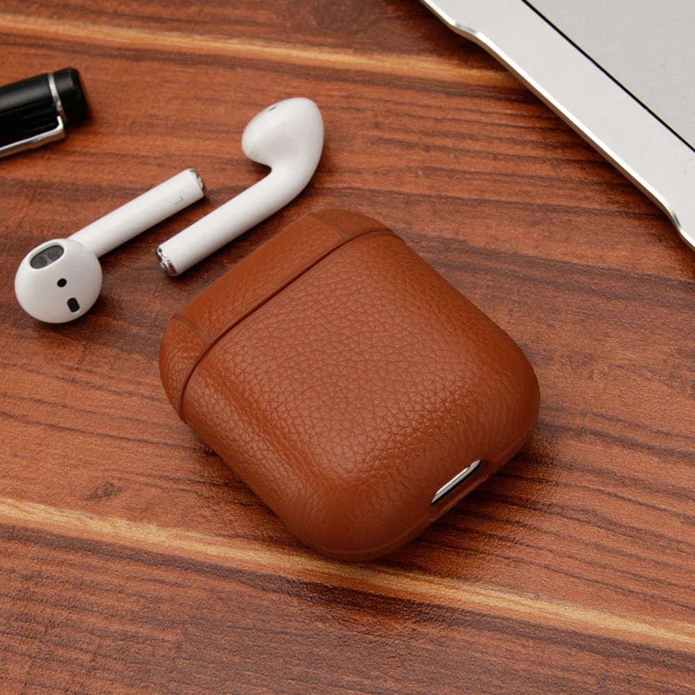 LISM чехол из натуральной кожи для Apple Airpods 1/2 противоударный ПК чехол для AirPods протектор для наушников Litchi шаблон чехол Капа