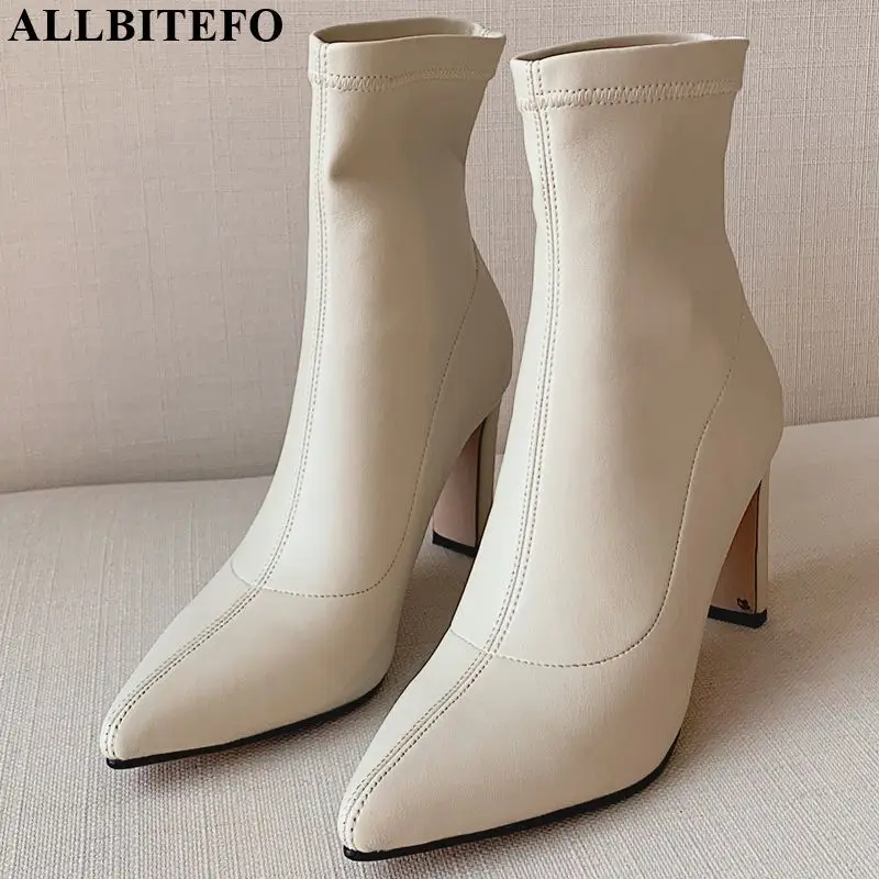 ALLBITEFO fashion sexy high heels night club party women boots 6 color ankle boots for women autumn girls boots ladies shoes