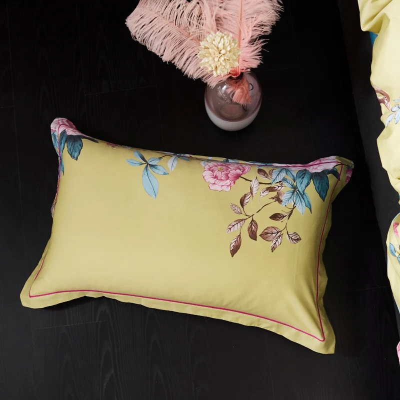 Комплект постельного белья TUTUBIRD с принтом синих листьев европейская атласная