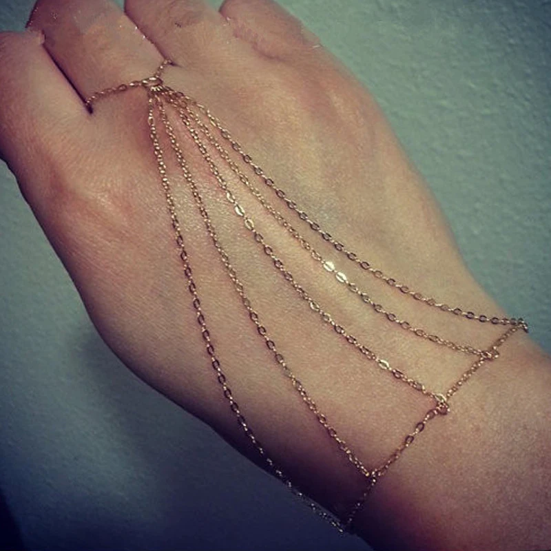

Changyi 2021 Trend Women Tassel Finger Bracelet Chain Bohemian Charms Multi Chain Charm Bracelets for Women Hand Jewelry DIY