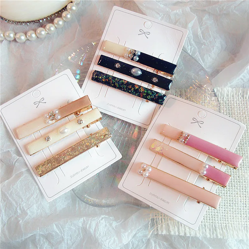 

2020 фантазия 3 шт/набор Корейская капля глазурь зажим для волос с жемчугом стразы аксессуары для волос для женщин девушек вечерние ювелирные ...