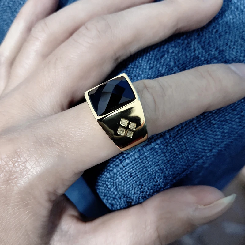 Мужское и женское кольцо из нержавеющей стали Золотое обручальное с австрийским