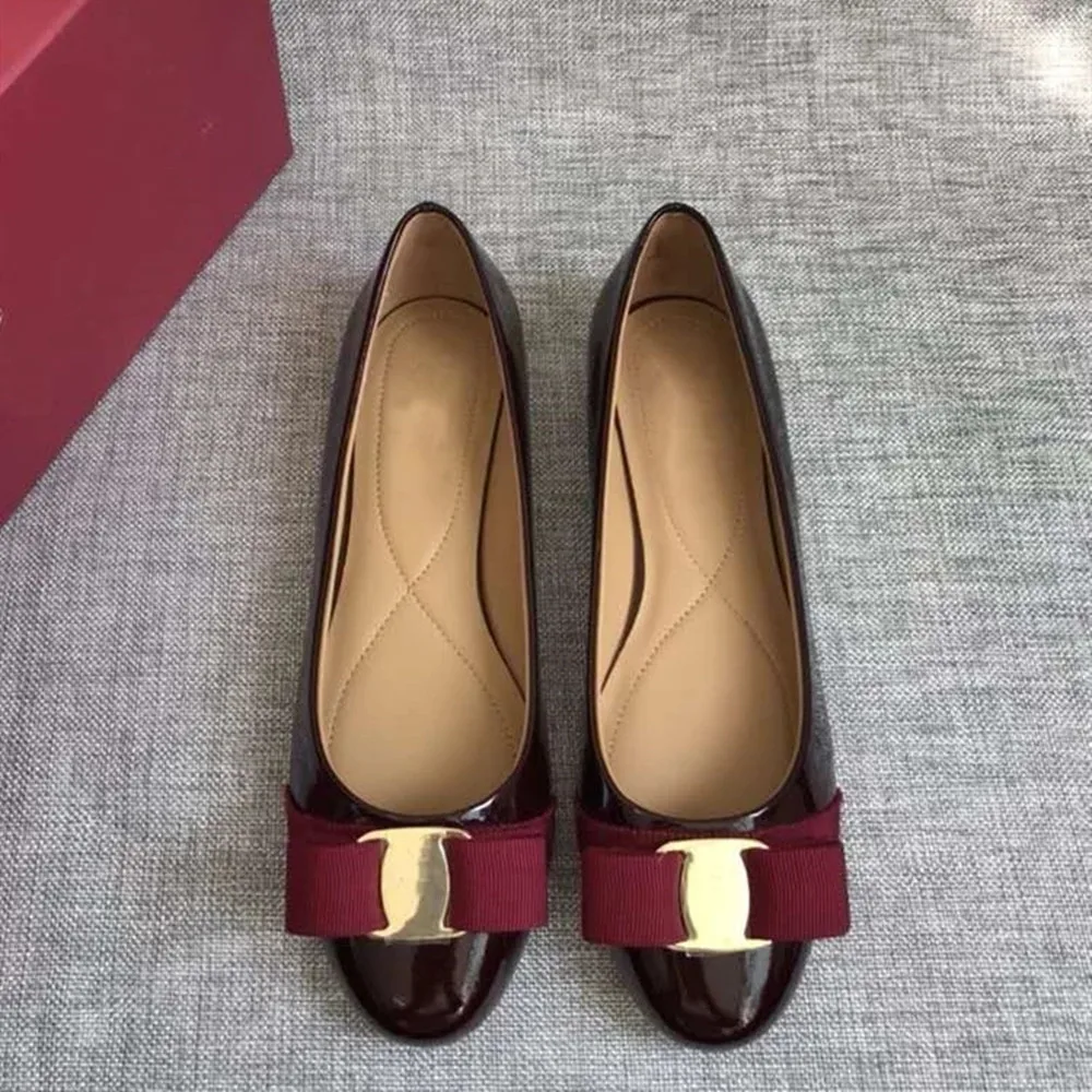 Женские туфли из натуральной кожи брендовые ботинки на высоком каблуке с бантом