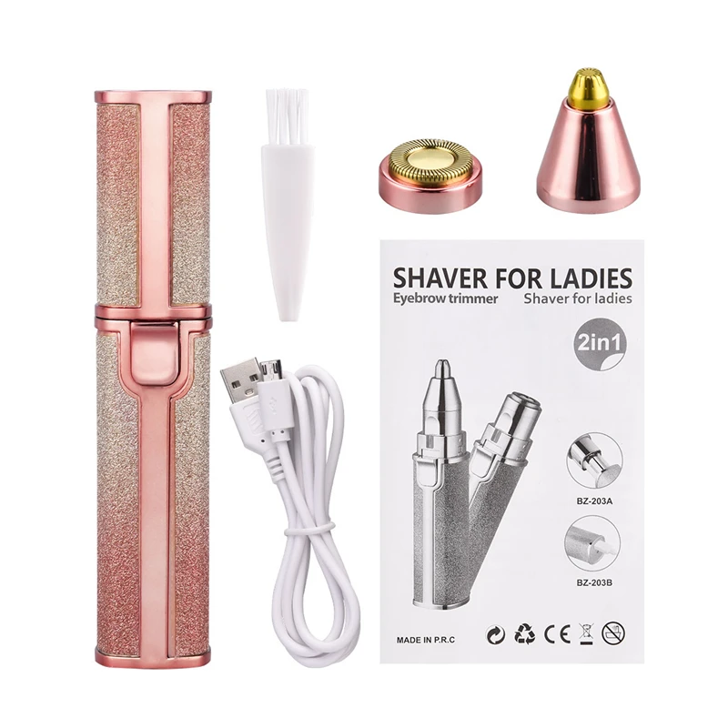 

CkeyiN 2 In 1 USB Rechargeable Eyebrow Trimmer Electric Hair Remover Epilator Lady Shaver Razor Facial Hair Removal Beauty Tool