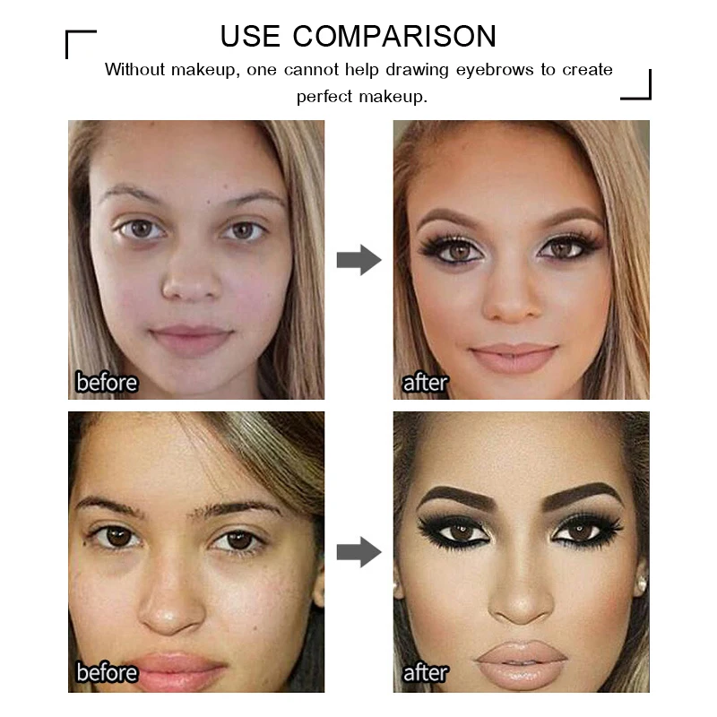 Карандаш для бровей Kiss beauty 2 в 1 с зубной щеткой долговечный водонепроницаемый