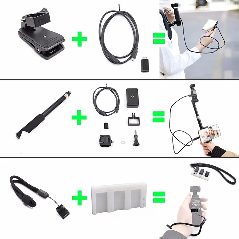 For DJI OSMO Pocket Accessories Handheld Gimbal Tripod Camera Bag Bike Clip Holder Expansion Stick Mount | Электроника