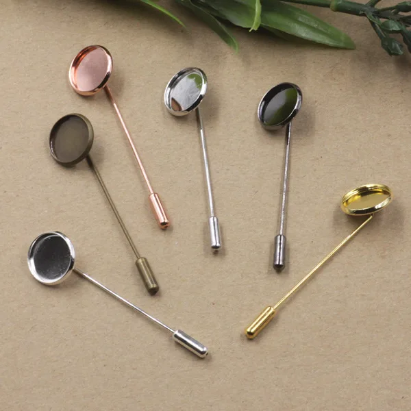 

10pcs/lot High Quality Brooch Settings Cabochon Bases Word Folder Pin Trays Bezel for 12mm Cabochon Cameo DIY Headwear Findings