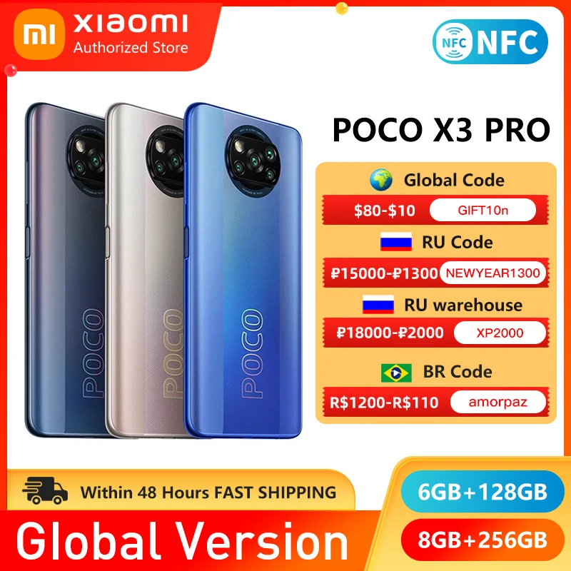  POCO X3 Pro, 8 ГБ, 256 ГБ, NFC, телефон Snapdragon 860, 120 Гц, частота обновления 5160 мАч 