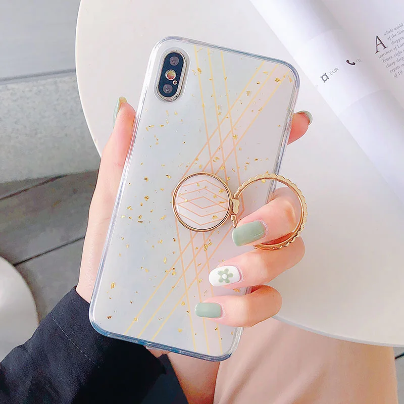SoCouple кольцо из ТПУ чехол-держатель для iphone 7 8 6 6s plus чехол для iphone XR 11 Pro X Xs Max мраморный Золотой фольга кольцо держатель чехол