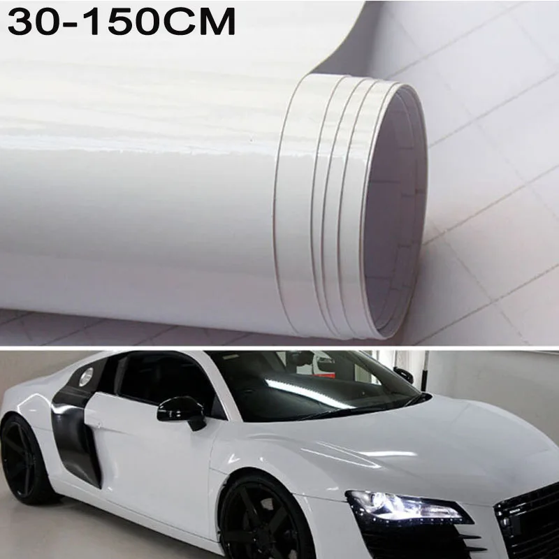 

1pc Car Gloss Vinyl Film Wrap Sticker Decal Air Bubble Free Brand New White150*30cm UV-resistant Car Styling Decoration Stickers