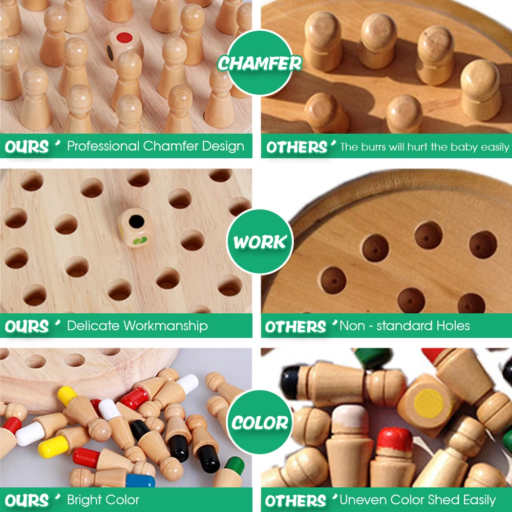 

Children's Intelligent Toys Colorful Memory Chess Wooden Memory Matchstick Chess Game Family Intellectual Toys