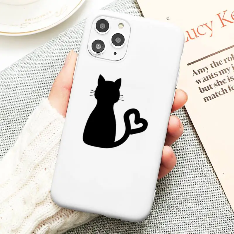 

black and white cat Phone Case Phone Case for iPhone 11 Pro Max XR XS X Soft Candy Cover for iPhone 6 6S 7 8 Plus Cases