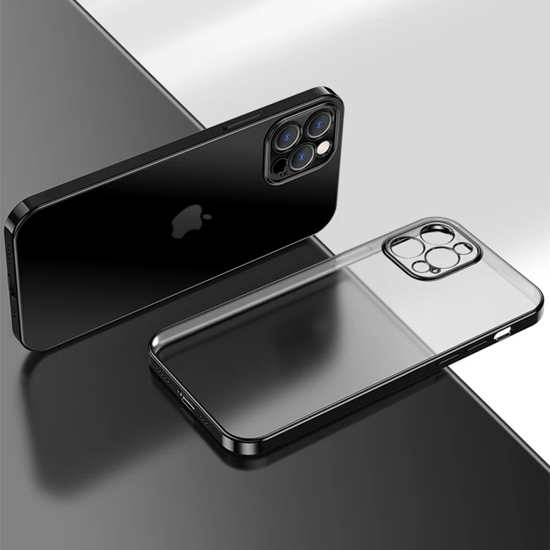 

Luxury Case on For iPhone 12 11 Pro Max 12 mini iphone12 xs max x xr 7 8 plus se 12 Pro 8Plus Case Soft Clear Cover Square frame