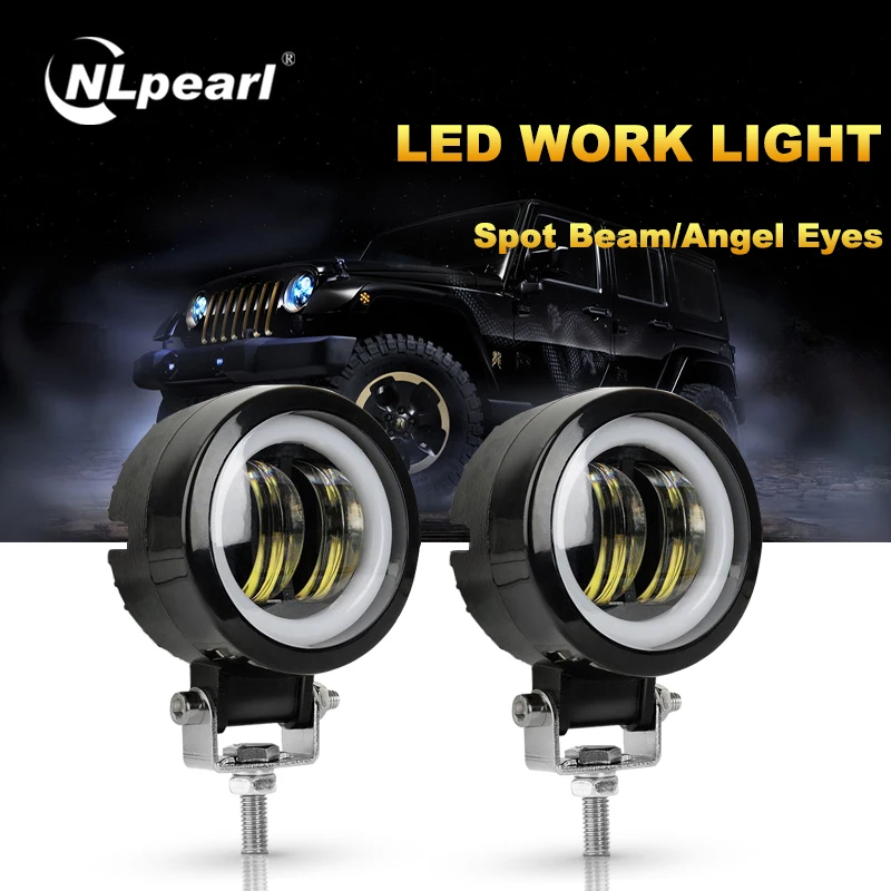 

NLpearl 2x 3" Round 20W LED Work Light Bar Off Road Truck 4x4 Moto ATV 12V 24V Spot LED Headlight Car External Driving Fog Lamp