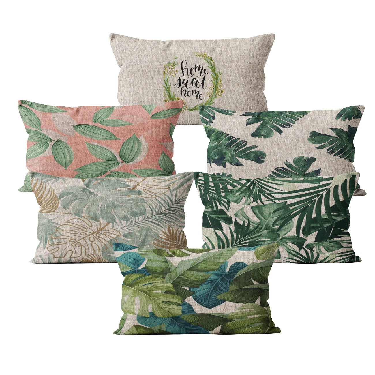 Меховой льняной чехол для подушки зеленый декоративный в скандинавском стиле с