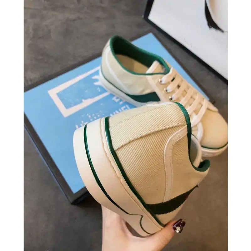 

2021 Top Quality Tennis men womens canvas casual shoes Green and red Web stripe shoe Italy Embroidered Luxurys Designers