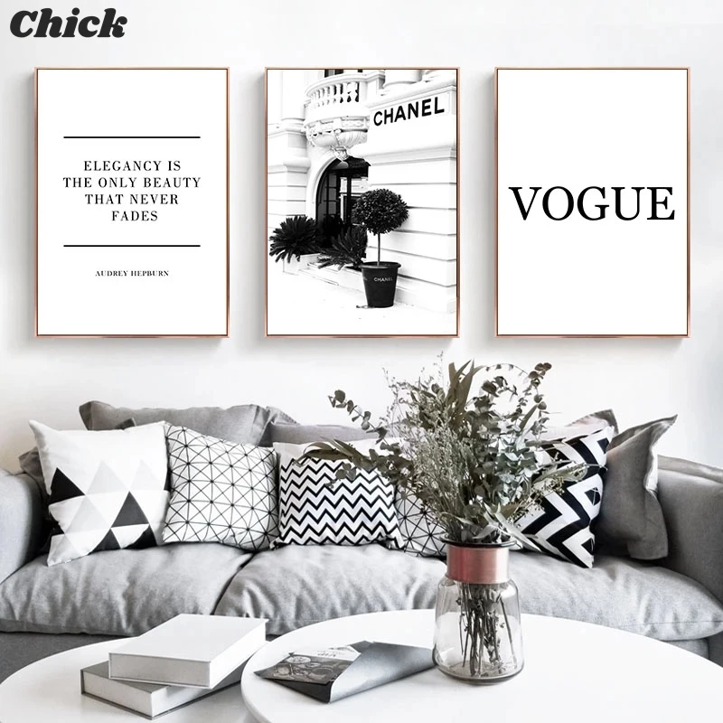 

Fashion Flower Woman Poster and Print Coco Quotes Wall Art Canvas Painting Black White Vogue Pictures for Living Room Home Decor