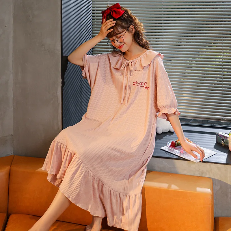 

Japanese Women Nightdress Modal Summer Girly Sweet Cute Skirt Loose Homewear Fashion Beautiful Home Clothes