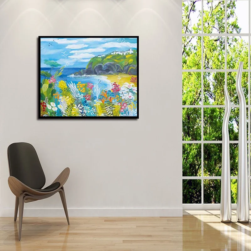 Пейзаж цветы холст живопись постеры с морским скалом и принты дикая природа