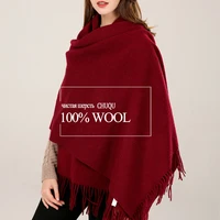 100 real wool shawl women winter warm scarf wraps pashmina tassel cashmere scarf echarpe red wool scarf cape foulard femme
