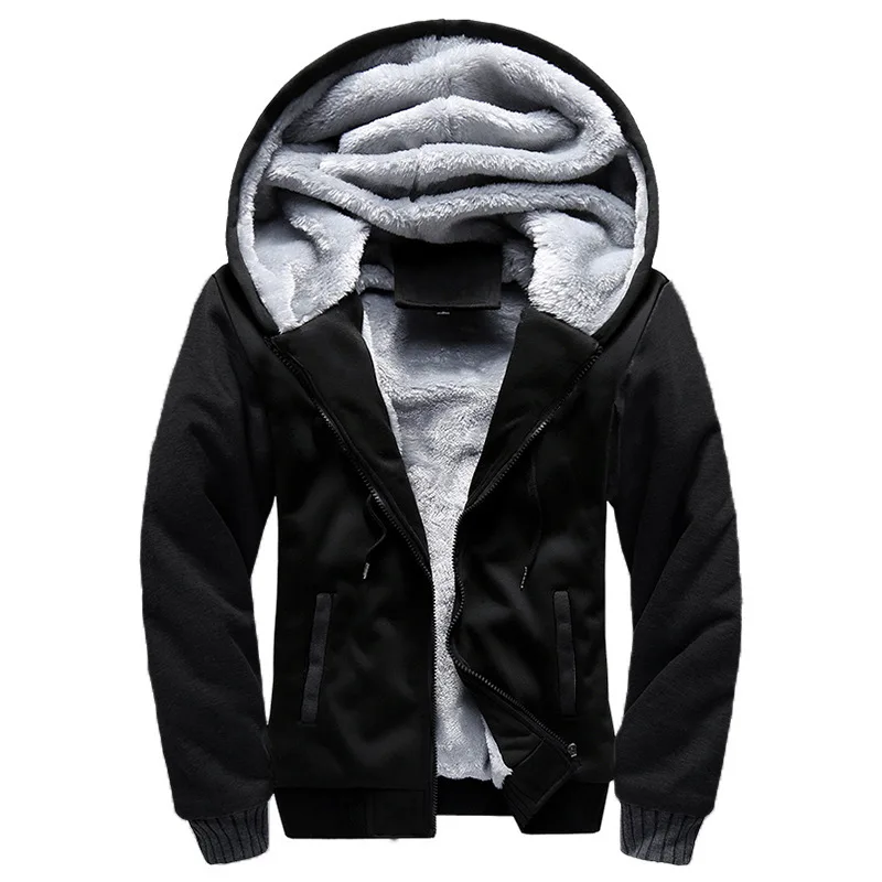 QYK300 Black Толстовки из плотного флиса, мужские толстовки, зимние теплые толстовки, куртки, парки, Повседневная Уличная толстовка, кардиган, спортивный костюм, пальто - Цвет: QYK300 Black