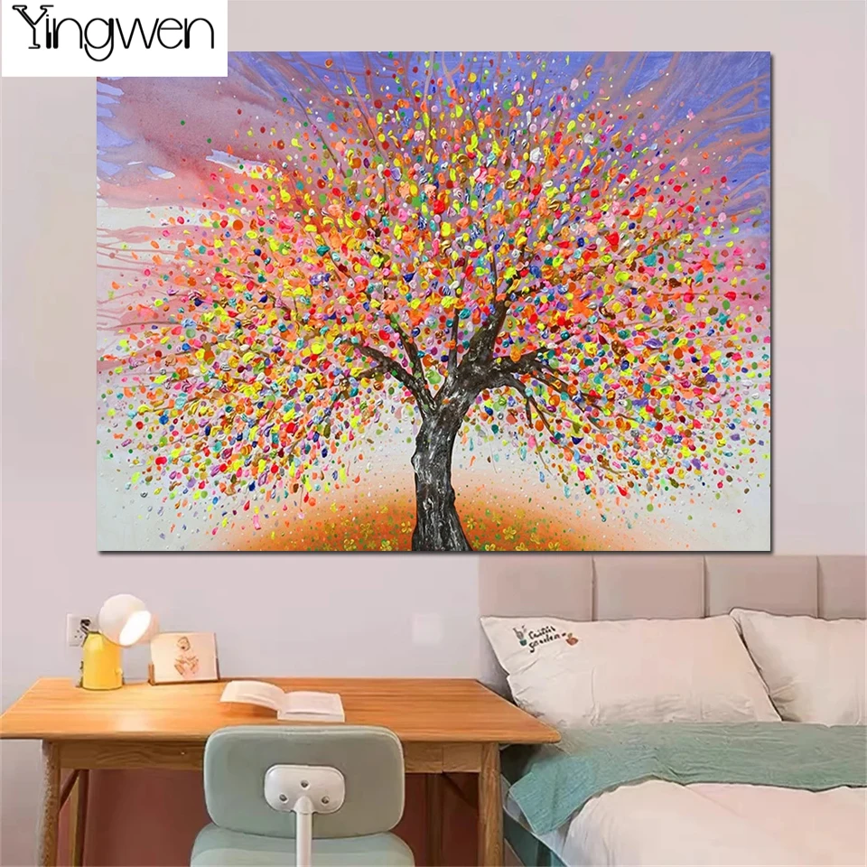 

5D Diamond Painting Colorful Tree Landscape DIY Full Square Round Diamond Embroidery Mosaic Rhinestones Wall Art Home Decoration