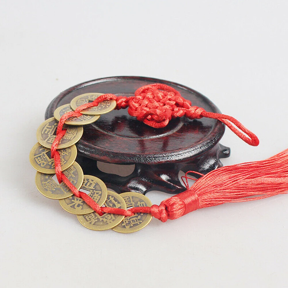 Подвеска с 5 монетами на удачу подвесная веревка интерьер фэн шуй украшение для