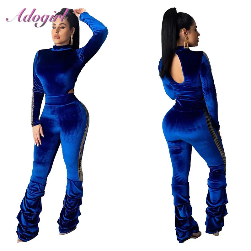 Женский уличный комплект из двух предметов Повседневная бархатная Лоскутная