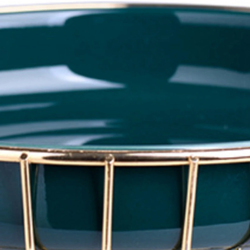 

Wrought Iron Ceramic Fruit Bowl Home Living Room Modern Minimalist Household Snack Candy Tray