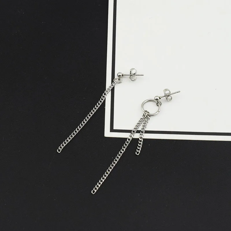 Wukaka Punk 1-2pcs Stainless Steel Asymmetry circle Tassel Chain Man Earring Cool Boy Woman Ear cuff Earings Men Jewelry | Украшения и