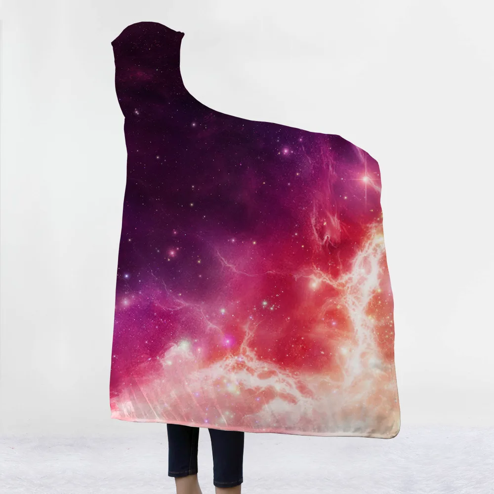 Одеяло с капюшоном Cosmic Galaxy, утепленный плащ из микрофибры, волшебная Сиеста, семейная одежда, одеяло для детей, Прямая поставка