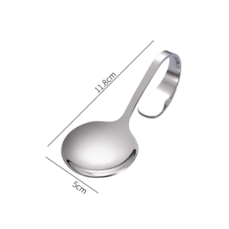 

Portable Rustproof Stainless Steel Hotel Buffet Kitchen Spoons Curved Handle Dessert Soup Spoon Cutlery Kitchen Tools